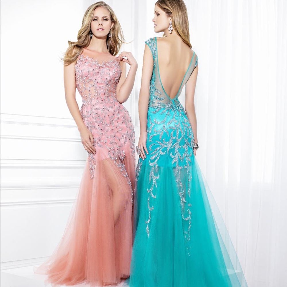 Coral mermaid prom dress
